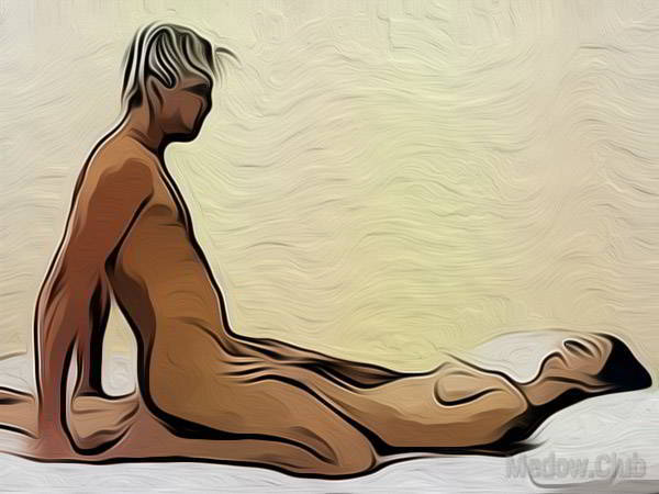 Сексуальная позиции камасутры №14 - Женщина на спине, а мужчина садиться сверху, огибая ногами ее таз. Фото