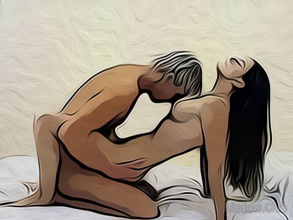 Сексуальная позиции камасутры №18 - Мужчина садиться на корточки, а женщина на его бедра и откидываеться назад. Фото
